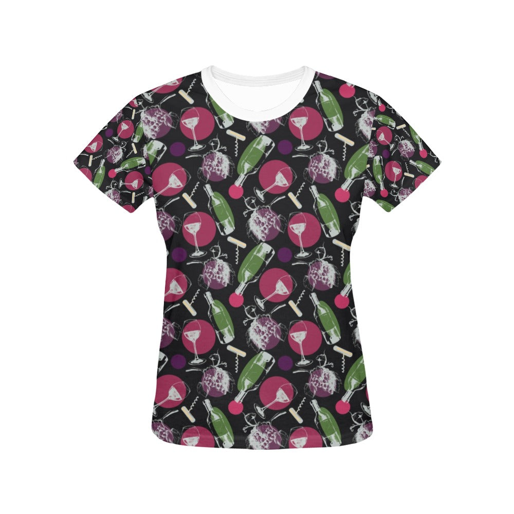 Wine Print Design LKS307 Women's  T-shirt