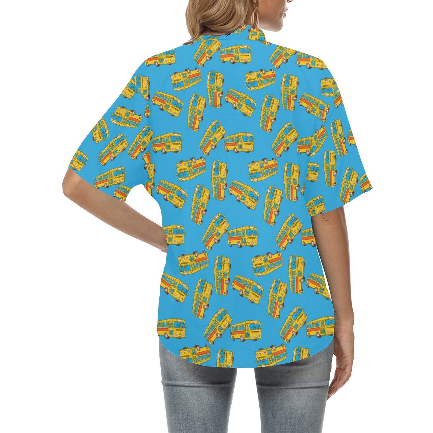 School Bus Print Design LKS302 Women's Hawaiian Shirt