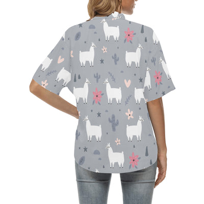 Llama Pattern Print Design 010 Women's Hawaiian Shirt