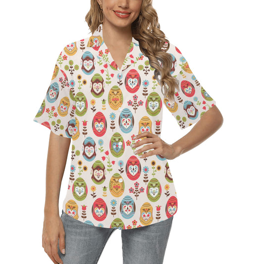 Easter Eggs Pattern Print Design RB011 Women's Hawaiian Shirt