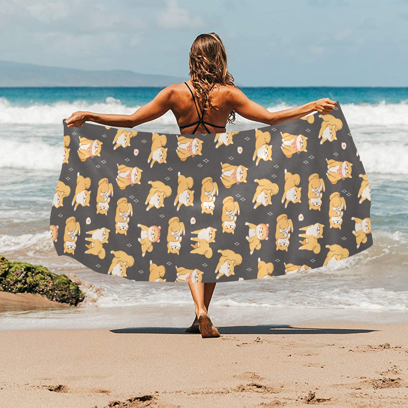 Shiba Inu Print Design LKS309 Beach Towel 32" x 71"