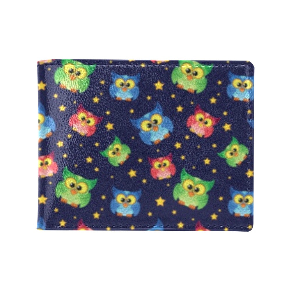 Owl with Star Themed Design Print Men's ID Card Wallet