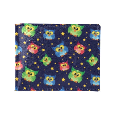Owl with Star Themed Design Print Men's ID Card Wallet