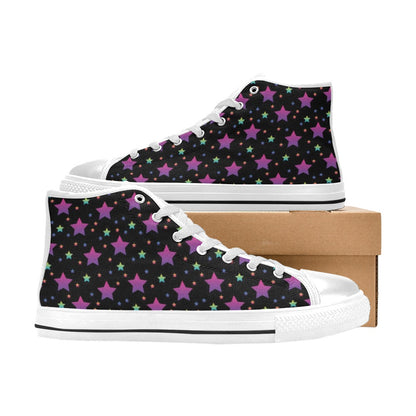 Star Print Design LKS305 High Top Women's White Shoes