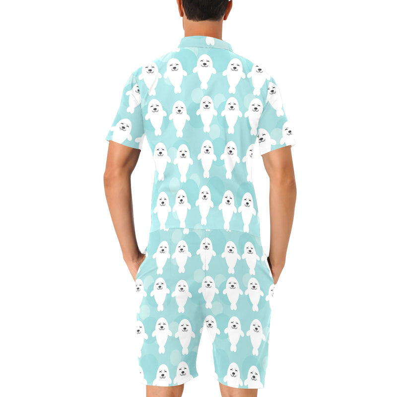 Sea Lion Baby Pattern Print Design 01 Men's Romper