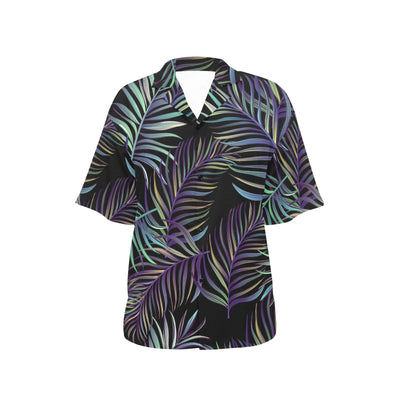 Tropical Palm Leaves Pattern Brightness Women's Hawaiian Shirt