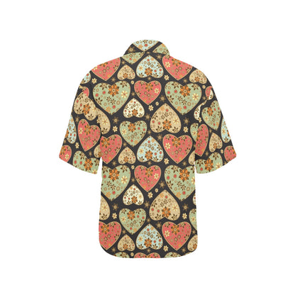 Heart Boho Pattern Print Design HE04 Women's Hawaiian Shirt
