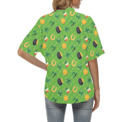 Shamrock Saint Patrick's Day Print Design LKS302 Women's Hawaiian Shirt