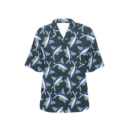 Flying Fish Pattern Print Design 04 Women's Hawaiian Shirt