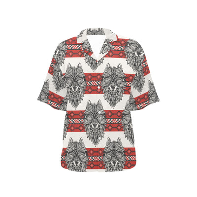 Native Indian Wolf Women's Hawaiian Shirt