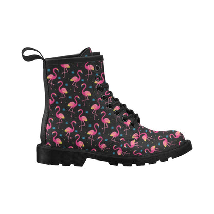 Flamingo Pink Neon Print Pattern Women's Boots