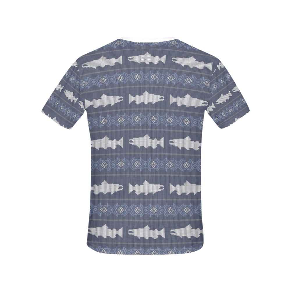 Salmon Fish Knit Style Print Design LKS304 Women's  T-shirt