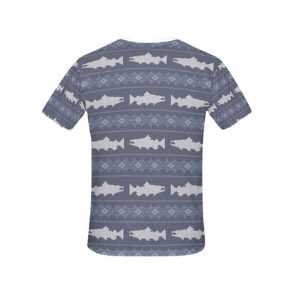 Salmon Fish Knit Style Print Design LKS304 Women's  T-shirt