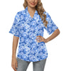 Tie Dye Blue Design Print Women's Hawaiian Shirt