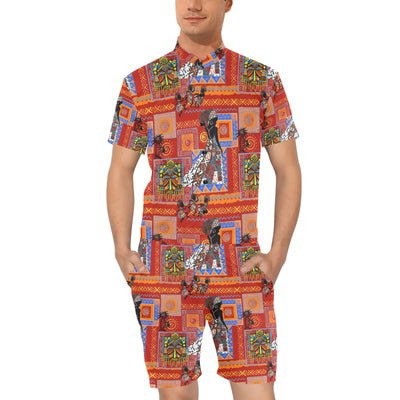 African Print Pattern Men's Romper