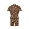 Skull Roses Vintage Design Themed Print Men's Romper