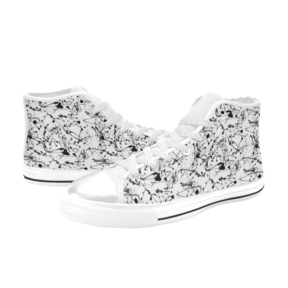 Splatter Print Design LKS305 High Top Women's White Shoes