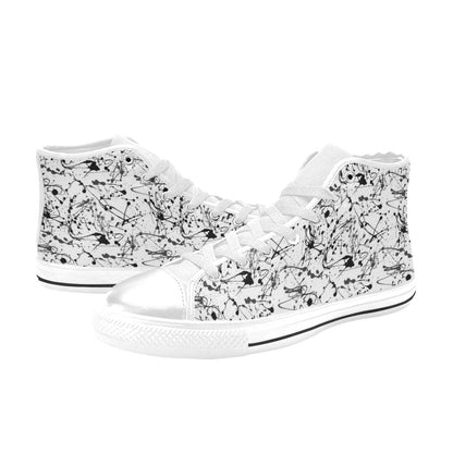 Splatter Print Design LKS305 High Top Women's White Shoes