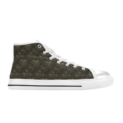 Skull Camo Style Print Design LKS308 High Top Women's White Shoes