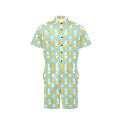 Christian Pattern Print Design 02 Men's Romper