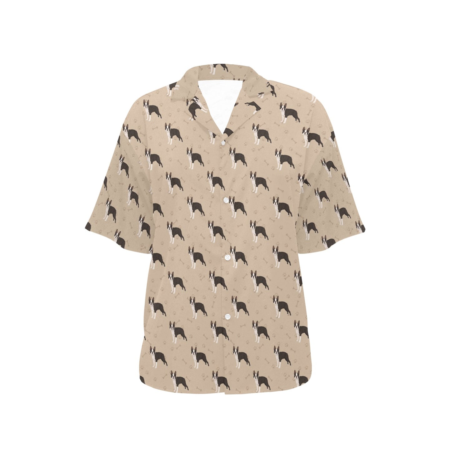 Boston Terrier Pattern Print Design 02 Women's Hawaiian Shirt