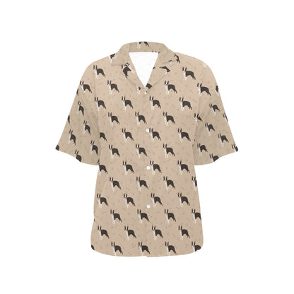 Boston Terrier Pattern Print Design 02 Women's Hawaiian Shirt