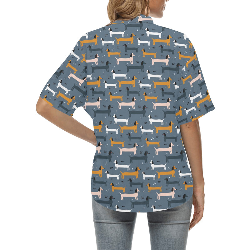 Dachshund Pattern Print Design 012 Women's Hawaiian Shirt