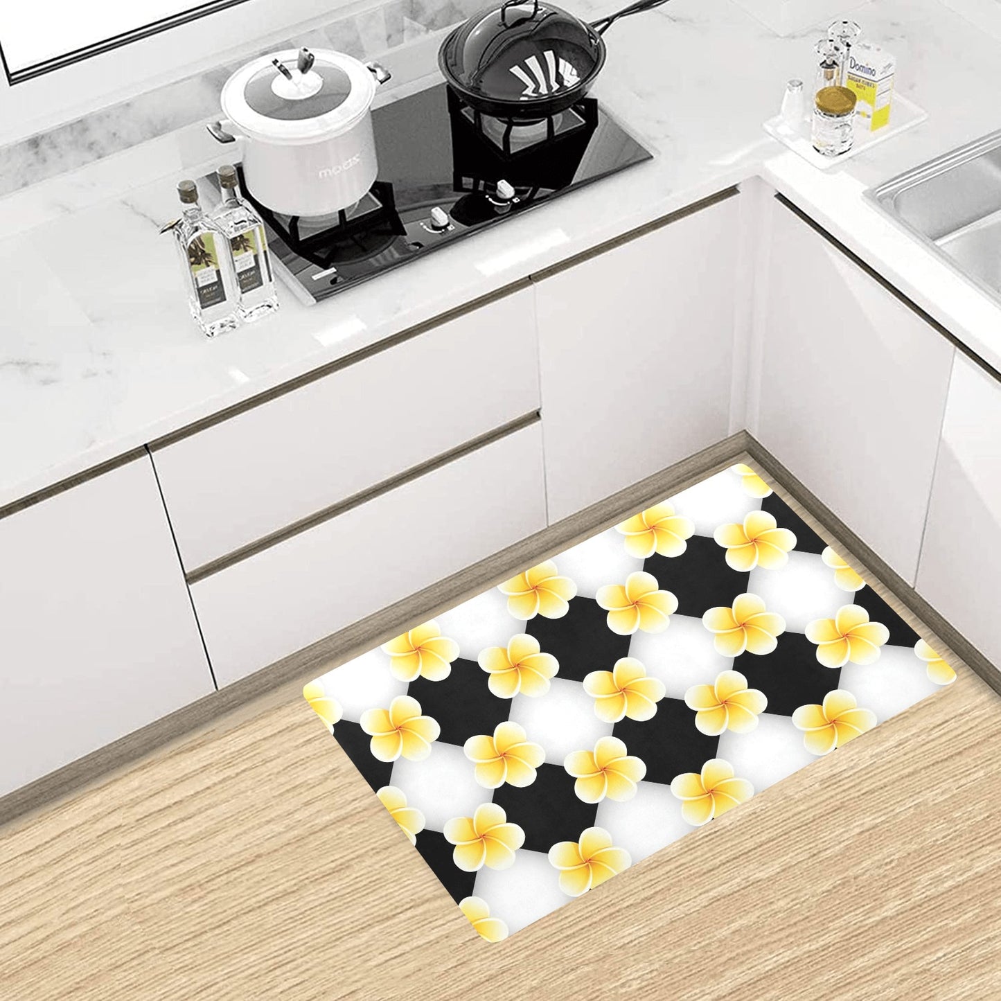 Plumeria Pattern Print Design A04 Kitchen Mat