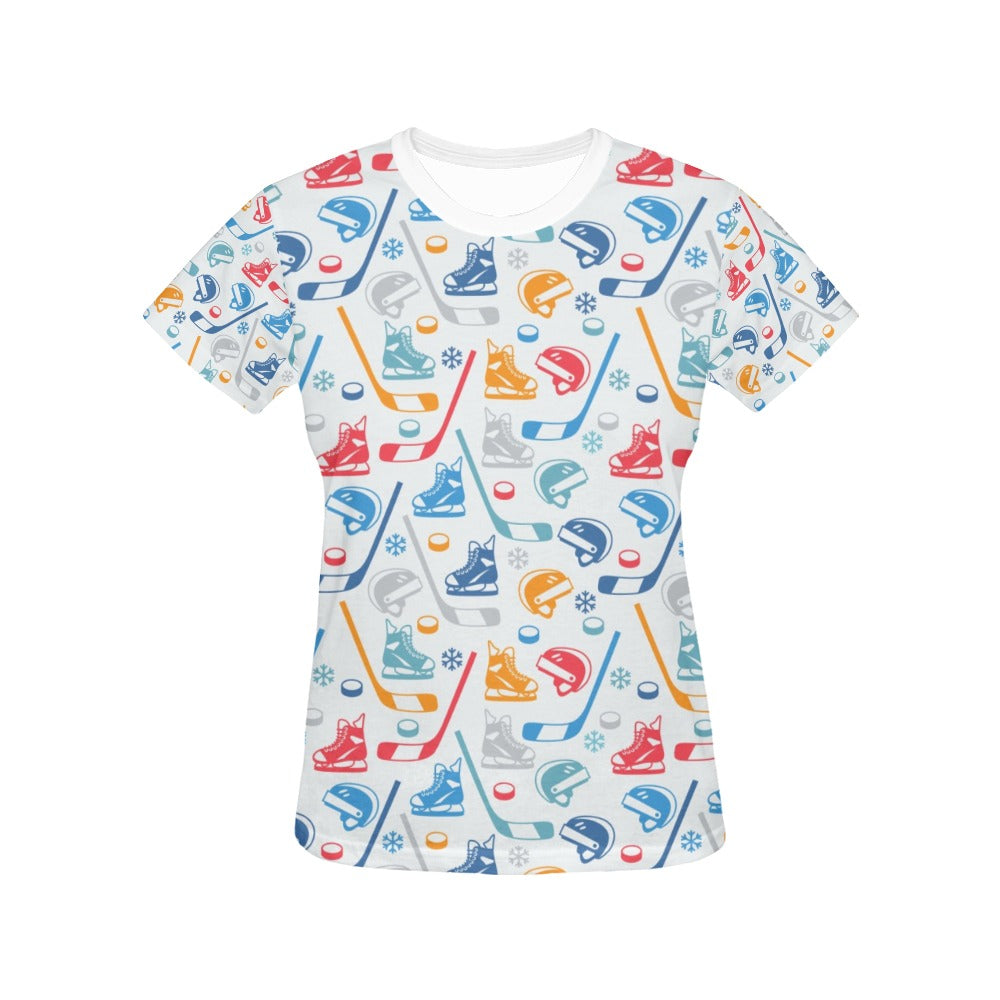 Hockey Equipment Print Design LKS301 Women's  T-shirt