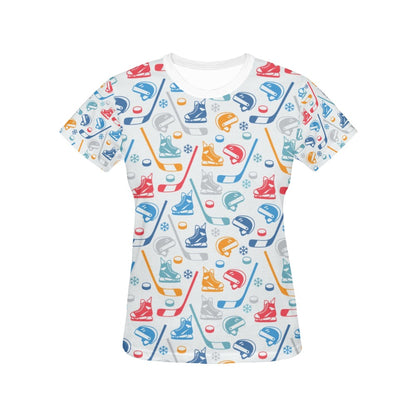 Hockey Equipment Print Design LKS301 Women's  T-shirt