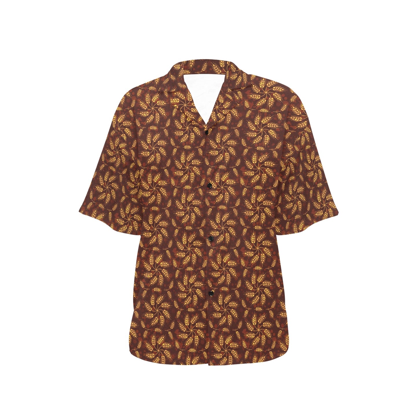 Agricultural Brown Wheat Print Pattern Women's Hawaiian Shirt