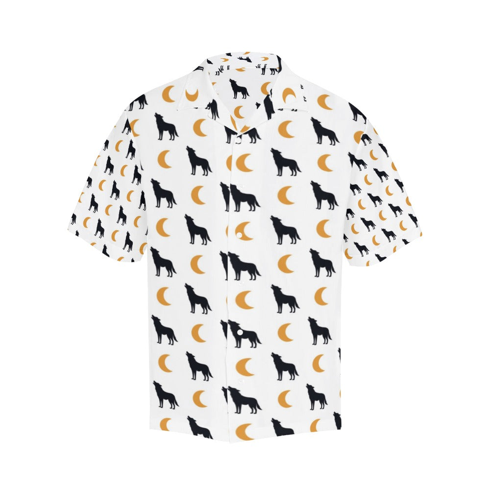 Wolf Moon Print Design LKS302 Men's Hawaiian Shirt