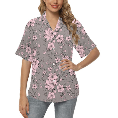 Cherry Blossom Pattern Print Design CB05 Women's Hawaiian Shirt