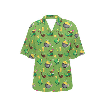 Shamrock Saint Patrick's Day Print Design LKS306 Women's Hawaiian Shirt