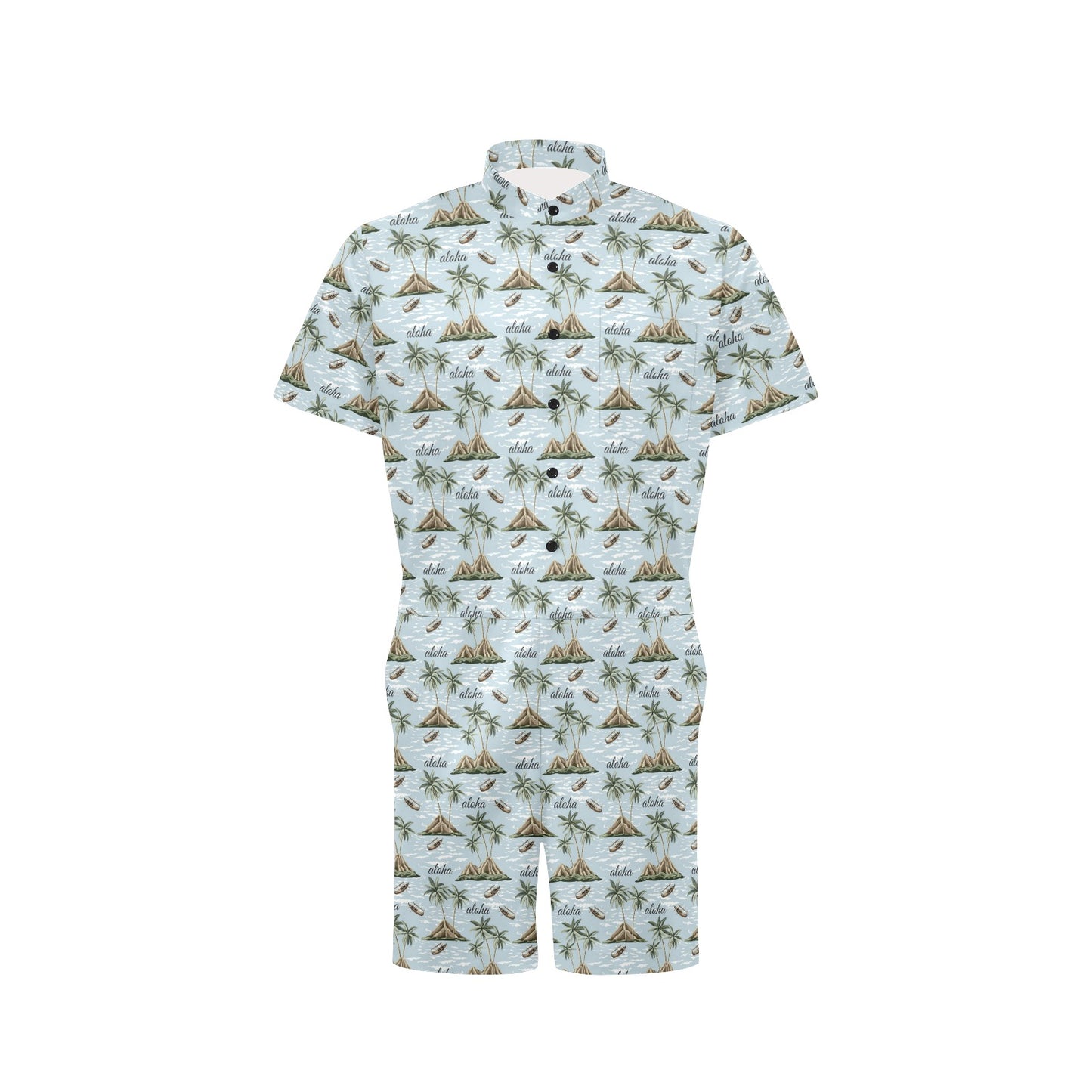 Aloha Hawaii island Design Themed Print Men's Romper