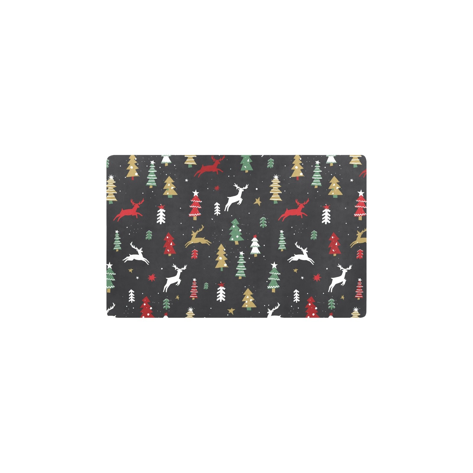 Christmas Tree Deer Style Pattern Print Design 03 Kitchen Mat
