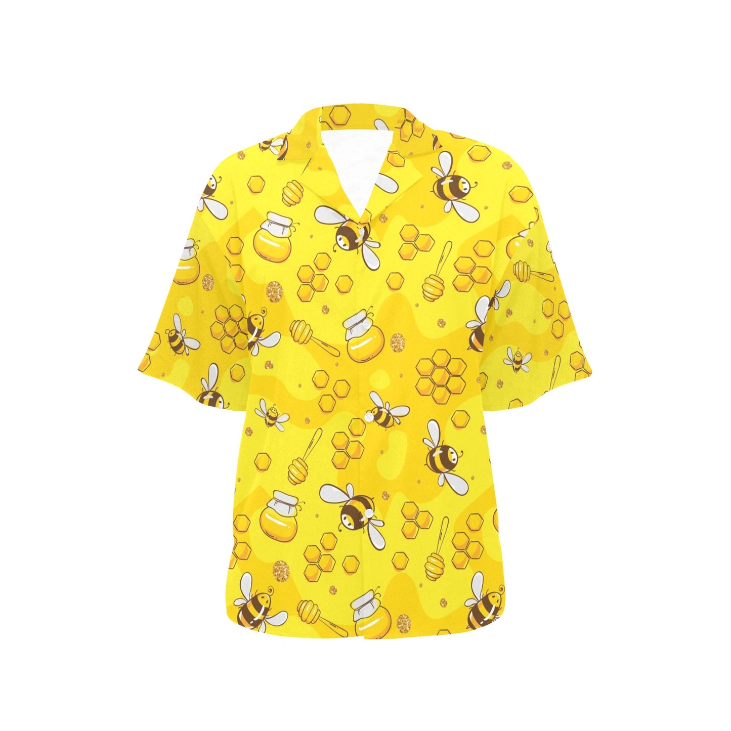 Bee Pattern Print Design BEE01 Women's Hawaiian Shirt