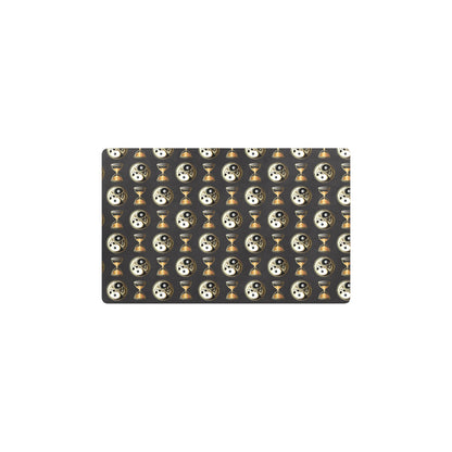Yin Yang Skull Themed Design Print Kitchen Mat
