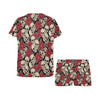 Skull And Roses Print Design LKS301 Women's Short Pajama Set