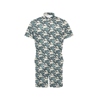 Wave Art Print Men's Romper