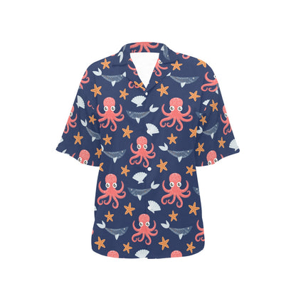 Octopus Pattern Print Design A04 Women's Hawaiian Shirt