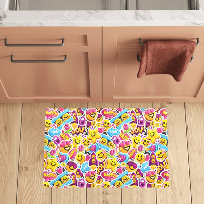 Emoji Sticker Print Pattern Kitchen Mat