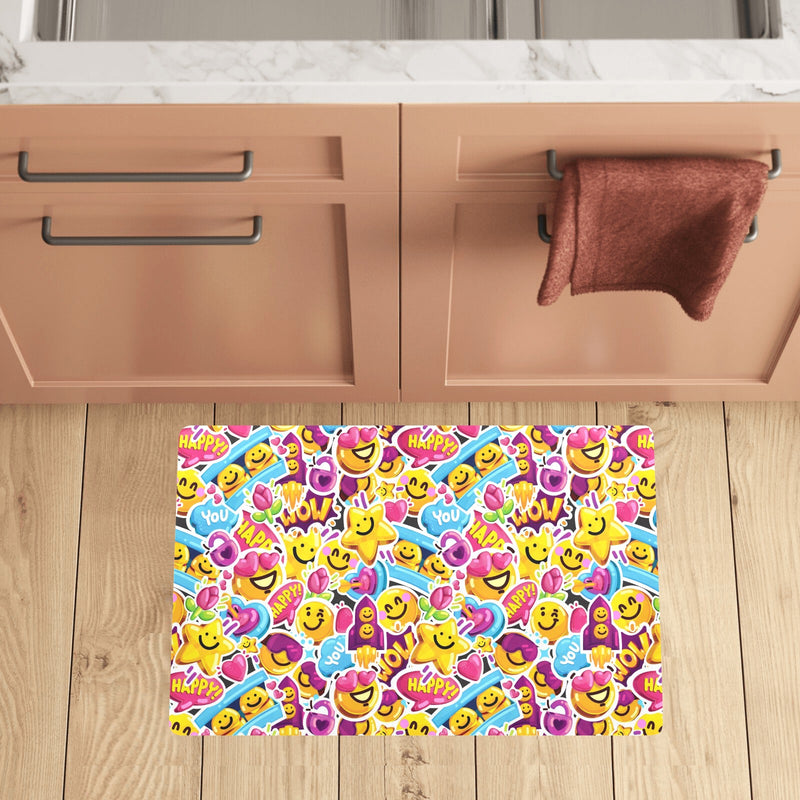 Emoji Sticker Print Pattern Kitchen Mat
