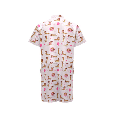 Dachshund Pattern Print Design 10 Men's Romper