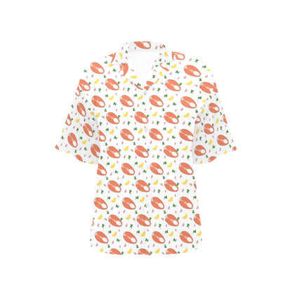 Salmon Steak Print Design LKS303 Women's Hawaiian Shirt
