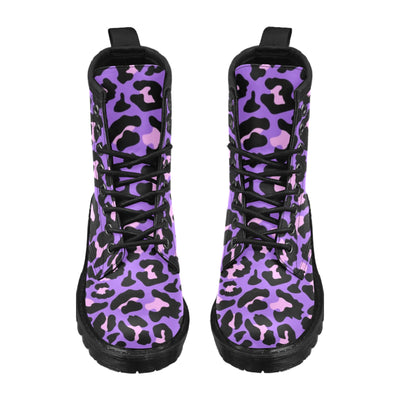 Cheetah Purple Neon Print Pattern Women's Boots