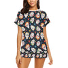 Sugar Skull Print Design LKS305 Women's Short Pajama Set