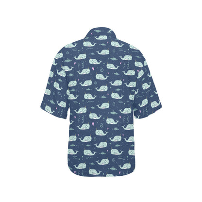 Narwhal Design Print Women's Hawaiian Shirt