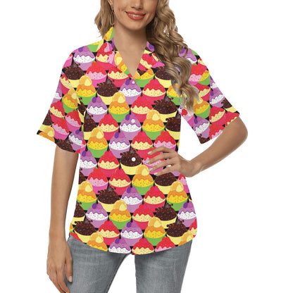 Cupcake Pattern Print Design CP02 Women's Hawaiian Shirt
