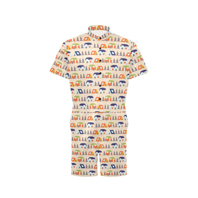 Camper Tent Pattern Print Design 03 Men's Romper